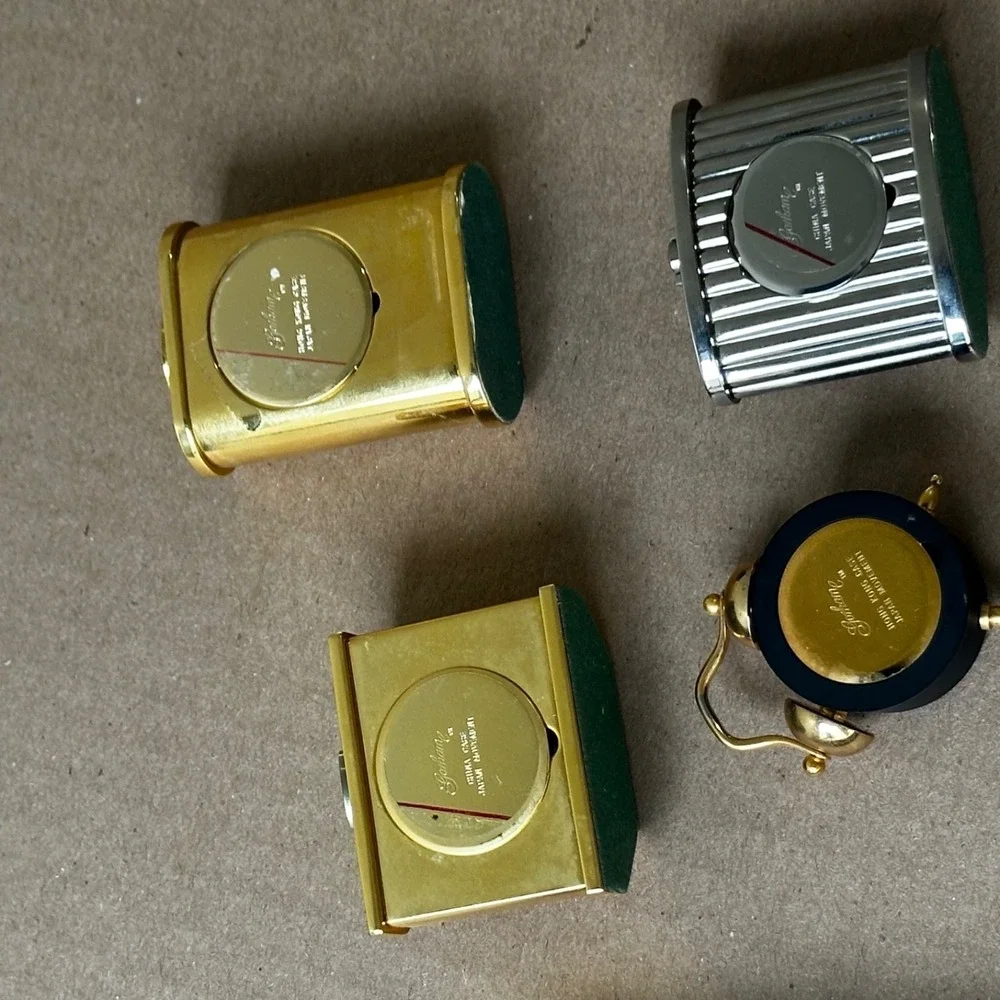 Gorham Clock Lot of 8 Miniature Clocks Gold Silver Plate Brass Watch Time Mini